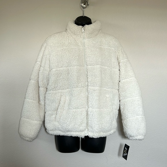 art class Other - Art Class Girls Ivory White Faux Fur Sherpa Puffer Zip Up Jacket